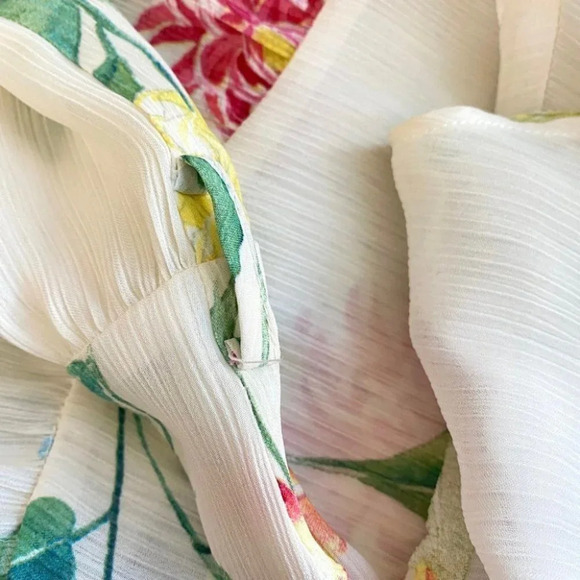 Zara  Basic Ivory Floral Lace Up Peplum Blouse - Picture 6 of 8